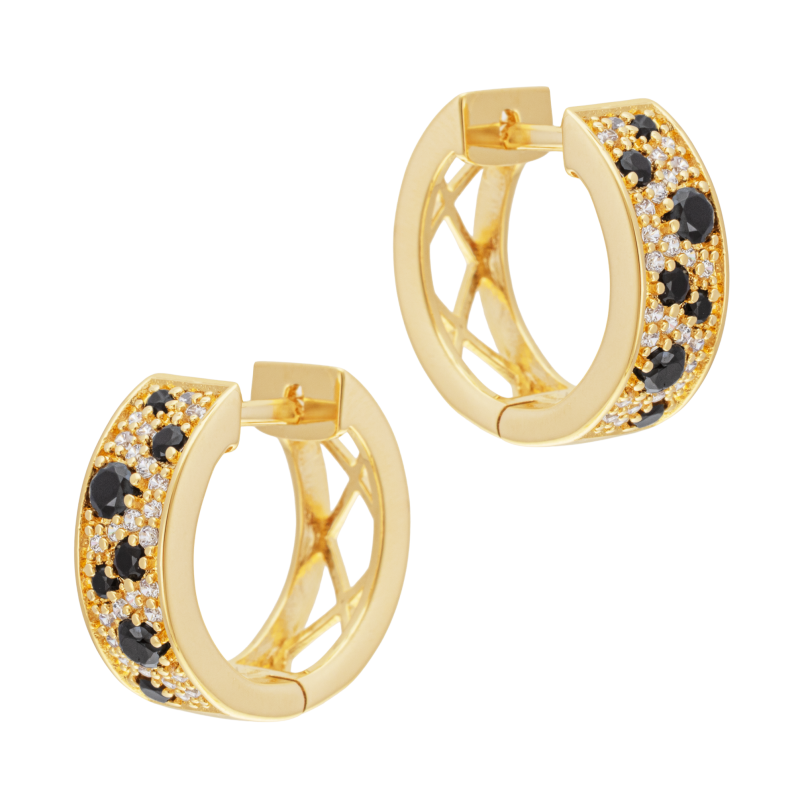 Boucles d'oreilles en plaqué or, doré à l'or fin, oxydes de zirconium