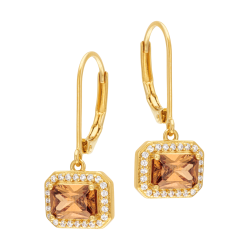 Boucles d'oreilles en plaqué or, doré à l'or fin, oxydes de zirconium 