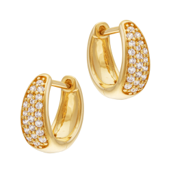 Boucles d'oreilles en plaqué or, doré à l'or fin, oxydes de zirconium 