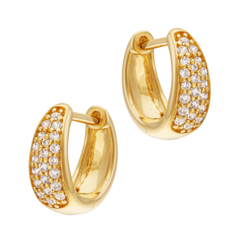 Boucles d'oreilles en plaqué or, doré à l'or fin, oxydes de zirconium 