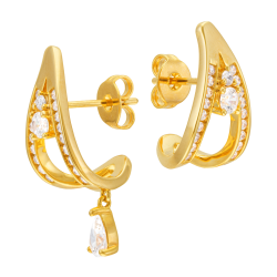 Boucles d'oreilles en plaqué or, doré à l'or fin, oxydes de zirconium