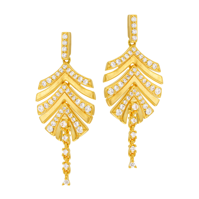 Boucles d'oreilles en plaqué or, doré à l'or fin, oxydes de zirconium 