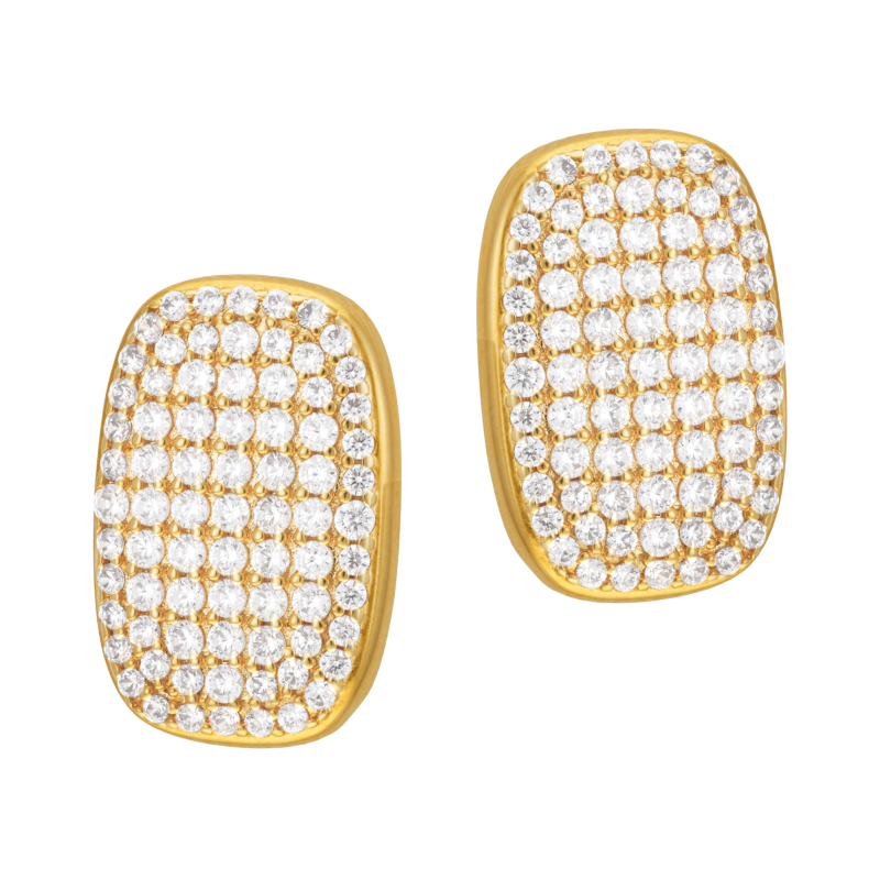 Boucles d'oreilles en plaqué or, doré à l'or fin, oxydes de zirconium 