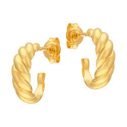 Boucles d'oreilles en plaqué, doré à l'or fin, torsadée