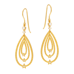 Boucles d'oreilles en plaqué, doré à l'or fin, oxydes de zirconium, étoiles