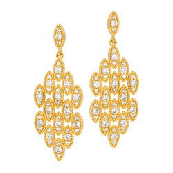 Boucles d'oreilles en plaqué or, doré à l'or fin, oxydes de zirconium