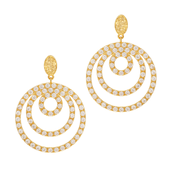 Boucles d'oreilles en plaqué or, doré à l'or fin, oxydes de zirconium