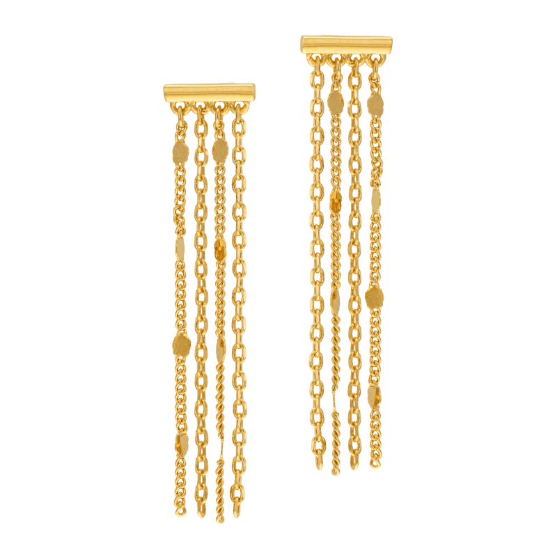 Boucles d'oreilles en plaqué or, doré à l'or fin , multi chaînes 