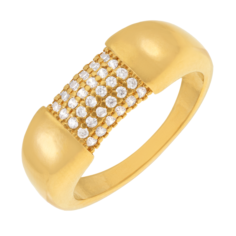Bague en plaqué or et oxydes de zirconium, pavage