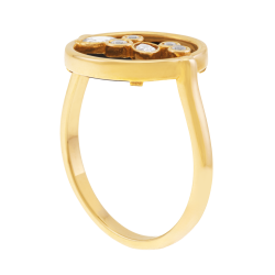 Bague en plaqué or, pierre synthétique et oxydes de zirconium