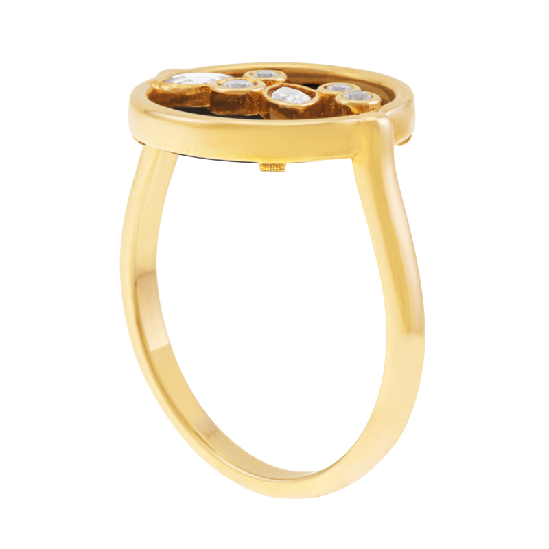 Bague en plaqué or, pierre synthétique et oxydes de zirconium