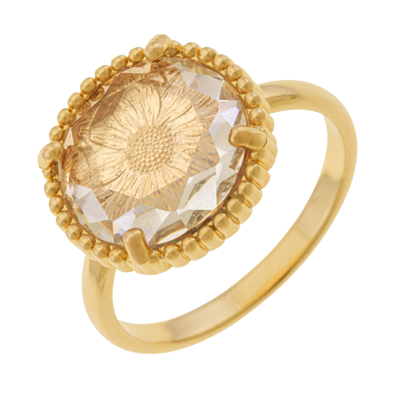 Bague en plaqué or et oxyde de zirconium