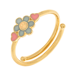 Bague en plaqué or et laque, fleur