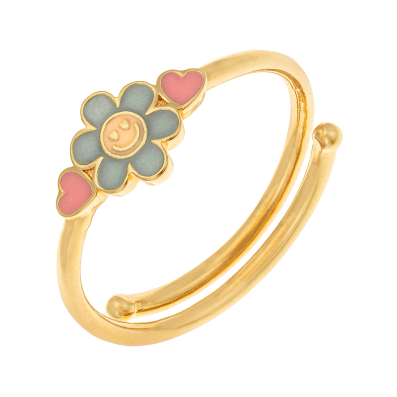 Bague en plaqué or et laque, fleur