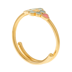 Bague en plaqué or et laque, fleur