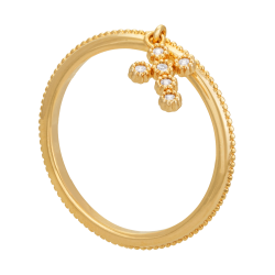 Bague en plaqué or et oxydes de zirconium, croix