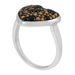 Bague en argent rhodié et oxydes de zirconium, coeur