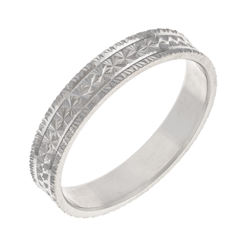 Alliance en argent rhodié, ciselée brillante, 4mm