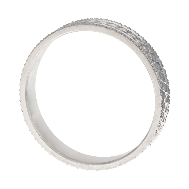 Alliance en argent rhodié, ciselée brillante, 4mm