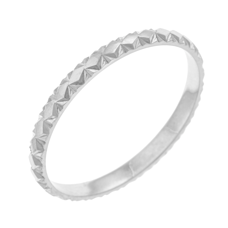 Alliance en argent rhodié, fantaisie brillante 2mm