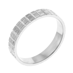 Alliance en argent rhodié, mat et brillant, 4mm