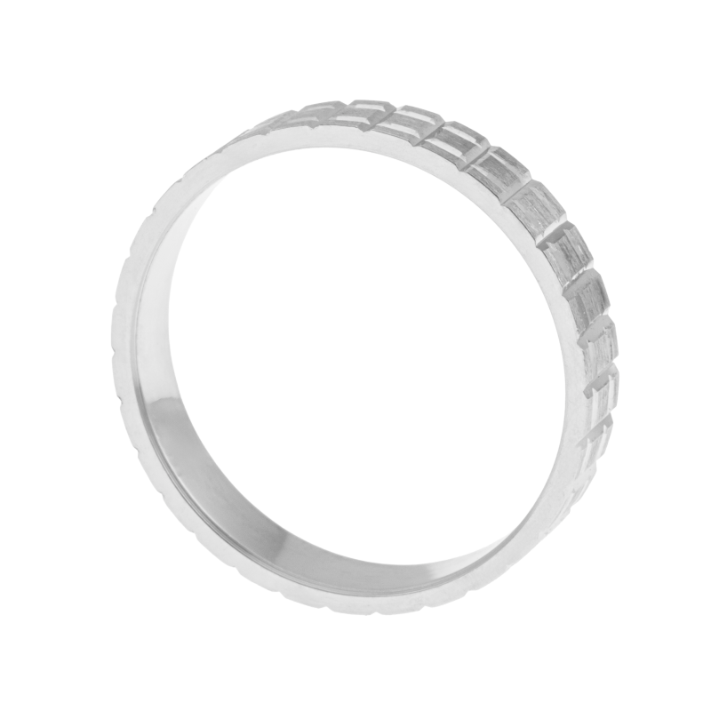Alliance en argent rhodié, mat et brillant, 4mm
