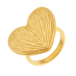 Bague en acier doré, coeur