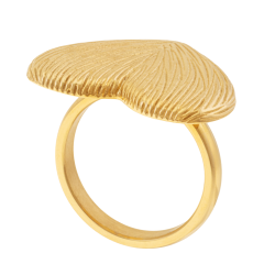 Bague en acier doré, coeur