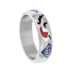 Bague en acier, cristaux de synthèse et laque
