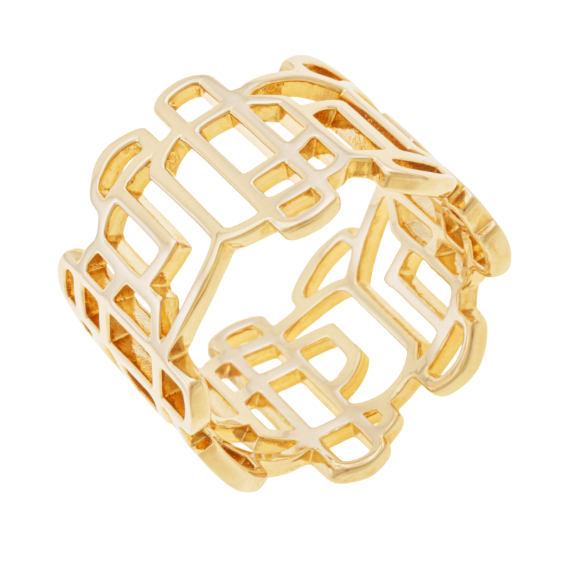 Bague en laiton doré, ajourée