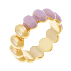Bague en laiton doré et résine lilas
