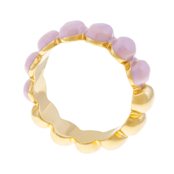 Bague en laiton doré et résine lilas