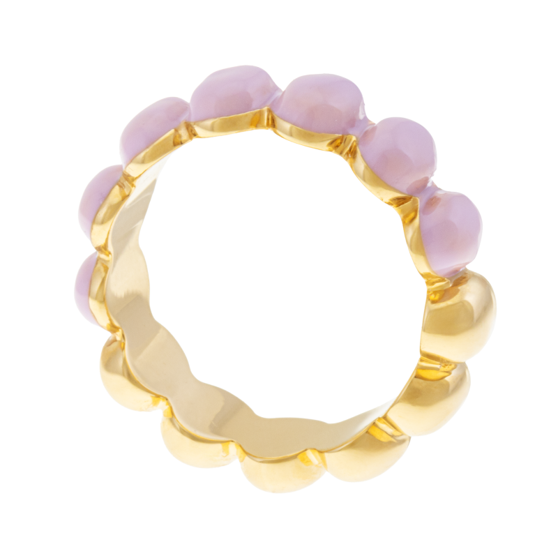 Bague en laiton doré et résine lilas