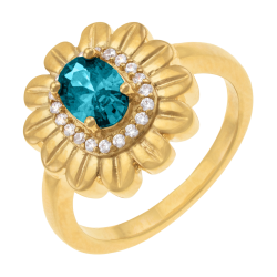 Bague en laiton doré et oxydes de zirconium