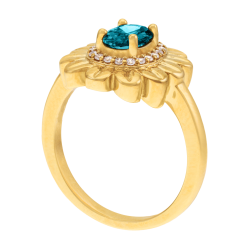 Bague en laiton doré et oxydes de zirconium