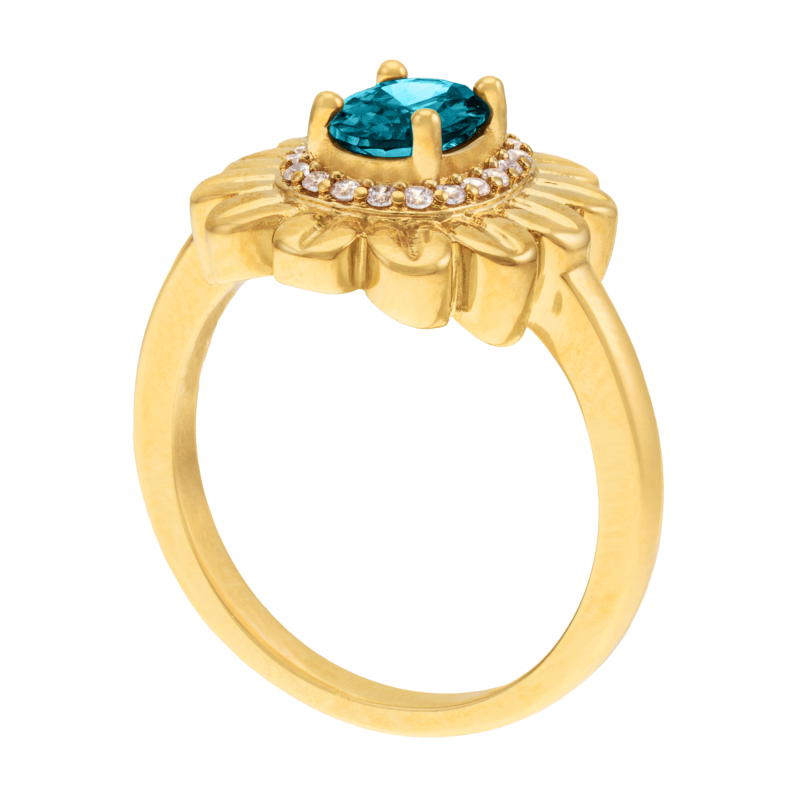 Bague en laiton doré et oxydes de zirconium