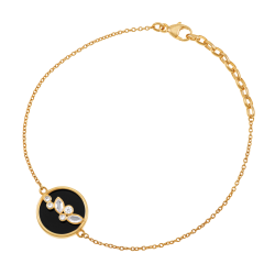 Bracelet en plaqué or, pierre synthétique et oxydes de zirconium