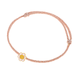 Bracelet cordon pailleté et plaqué or, laque, fleur