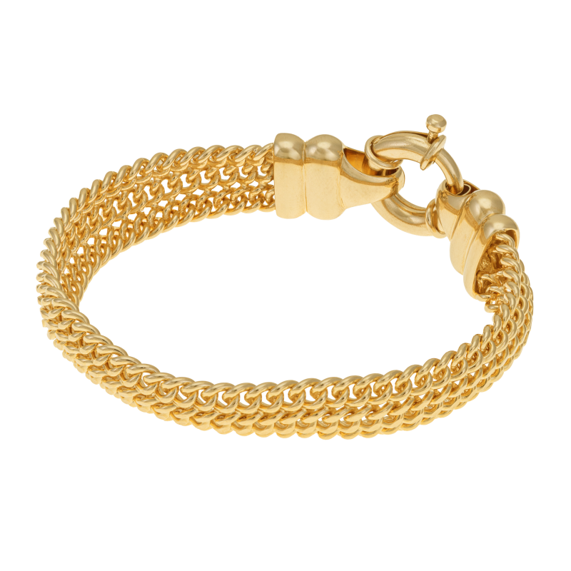 Bracelet en plaqué or, maille américaine ciselée
