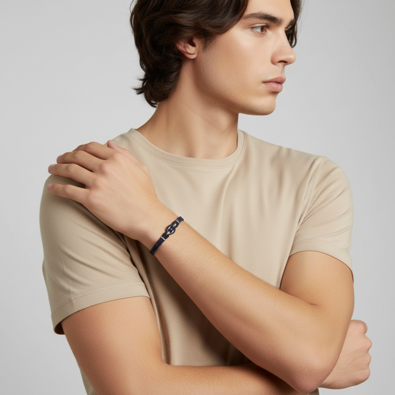Bracelet en acier et cordon