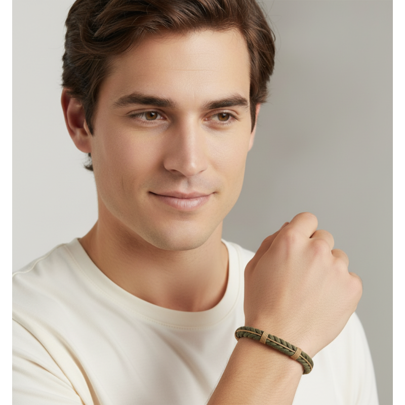Bracelet en acier et cordon