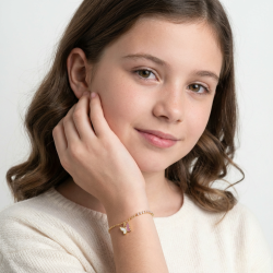 Bracelet en argent doré, laque et oxydes de zirconium