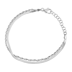 Bracelet en argent rhodié, double maille