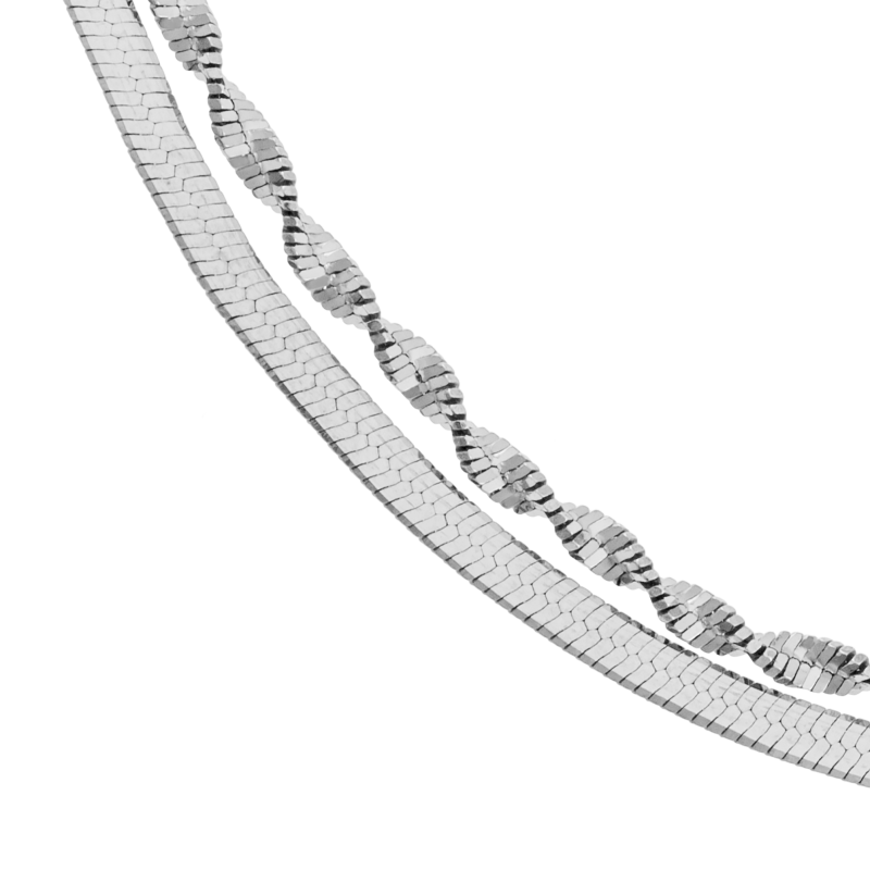 Bracelet en argent rhodié, double maille