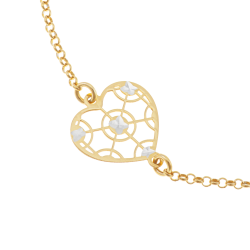 Bracelet en argent doré et rhodié, coeur