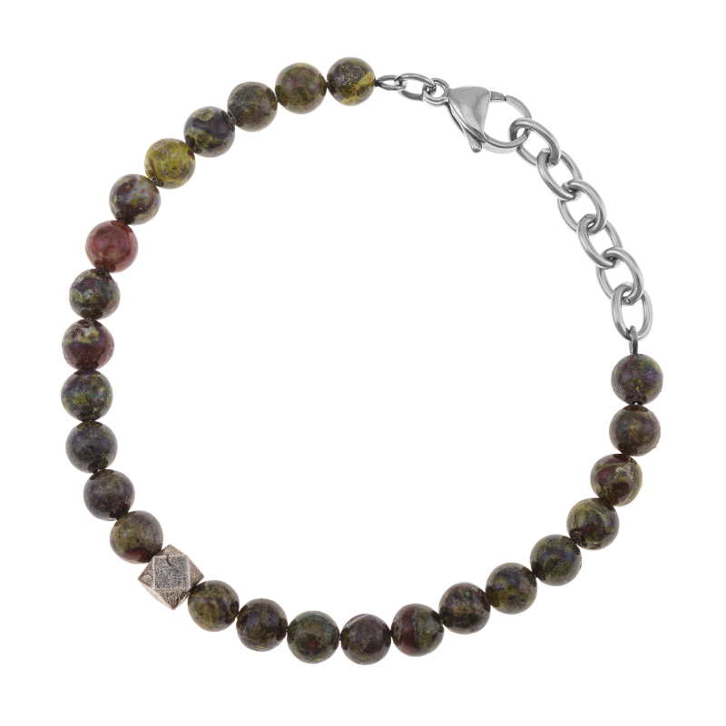 Bracelet en acier et pierres synthétiques