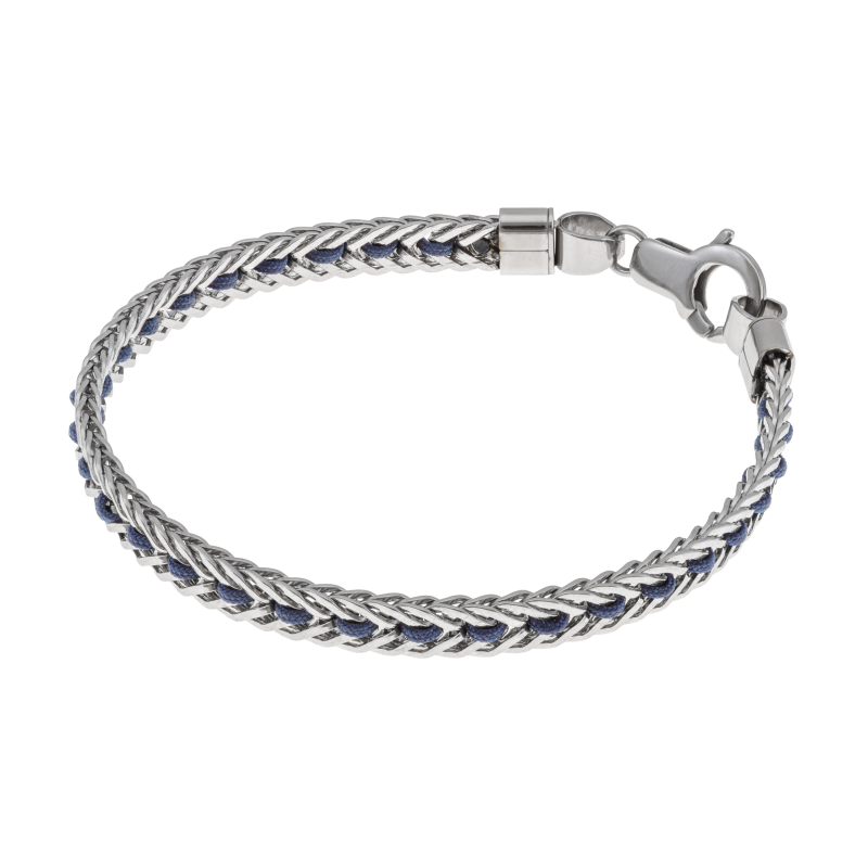 Bracelet en acier et cordon bleu