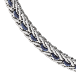 Bracelet en acier et cordon bleu