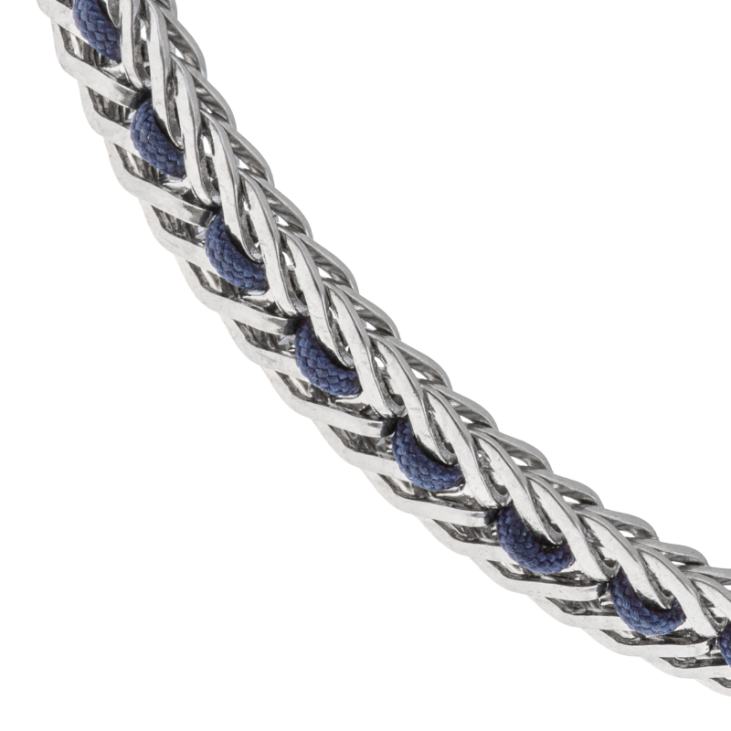 Bracelet en acier et cordon bleu