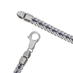 Bracelet en acier et cordon bleu